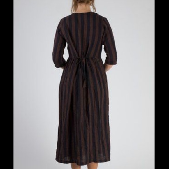 ISO Pyne and Smith dress - black and cocoa stripe - Picture 2 of 2